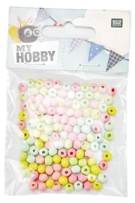 Produktbild von Holzperlen, bunt pastell, verschiedene Größen 8 mm