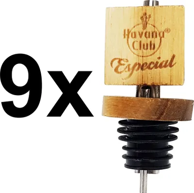 Produktbild von Havana Club Especial Ausgießer Portionierer holz in retro Optik Set Barzubehör Gastro - 9x Ausgießer