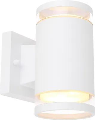 Produktbild von Globo Lighting Außenleuchte Aluminium weiß matt, Kunststoff klar, Richtung Lichtschein: auf- und abwärts, IP44, BxH: 100x165mm, AL: 130mm, exkl. 2x GX53 LED 11W 230V