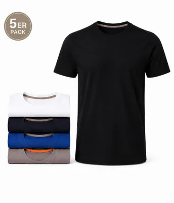 Produktbild von Mivaro Herren T-Shirt 5er Pack Basic Rundhals - Männer Tshirt 100% Baumwolle atmungsaktiv - kurzarm - Unterziehshirt - Regular Fit - bis Größe 5XL