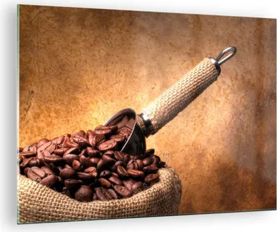 Produktbild von Bilder auf glas - Kaffee Getreide geröstet - 70x50cm - Glasbilder - Wandbilder - Kunstdruck - zum Aufhängen bereit - Wanddekoration aus Glas - Glas Bilder - Wandbild auf Glas - GAA70x50-2536