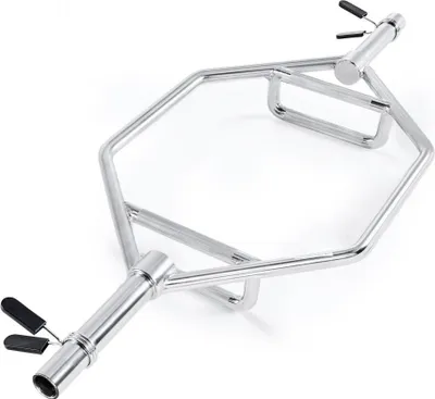 Produktbild von Hexagon Trap Bar Hantelstange Langhantel 50mm - 360 kg Belastbarkeit - Silber - für Gewichtheben & Krafttraining - Fitnessgerät für Heimstudio - Kniebeugen, Kreuzheben, Schulterdrücken