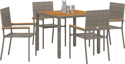 Obrázok produktu pre vidaXL Záhradný jedálenský set 5 ks Grey 90 x 90 x 75 cm Poly-Rattan