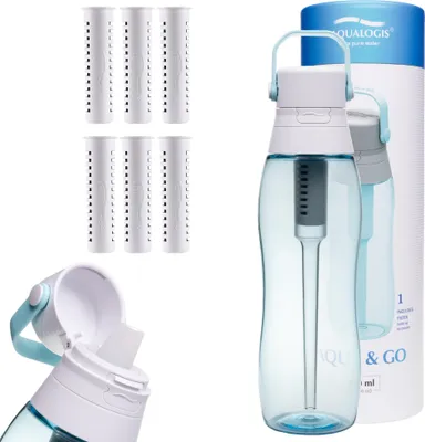 Produktbild von Aqualogis Sky Blue Filterflasche 750 ml + 6 Filters