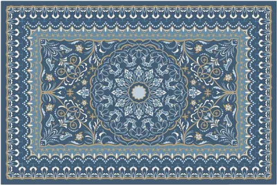 Produktbild von Türmatte Vintage Floral blau in 40x60 cm als Fussabtreter
