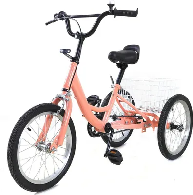 Produktbild von 16 Zoll Kinderfahrrad Outdoor Dreirad 3-Rad Fahrräder Mädchen Jungen mit Einkaufskorb für 7-10 Jahre Kinder
