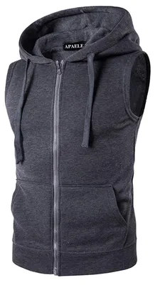 Zdjęcie produktu dla Solidchoice - Bluza bez kaptura dla mężczyzn, ciemnoszara, z kieszenią i zamkiem