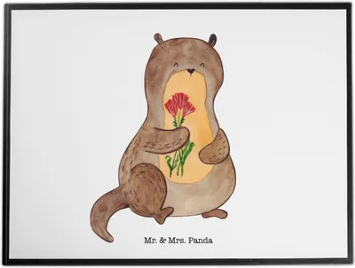 Produktbild von Mr. & Mrs. Panda schreibtischmatte Otter Blumenstrauß - Weiß - Geschenk, schreibtischunterlage, tischauflagen, tischpad, Tischunterlage, Seeotter, Schreibunterlage, See