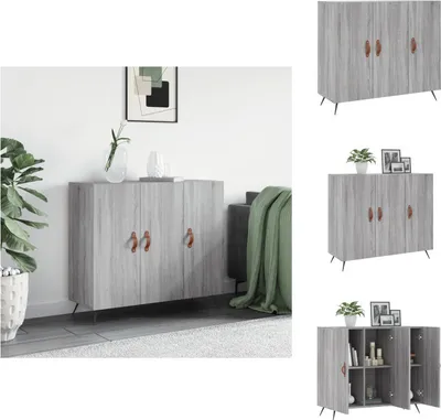 Productafbeelding van vidaXL Dressoir, grijs Sonoma, 90x34x80 cm, houtvezel - Dressoirs