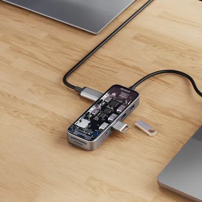 Image de Deltaco USB-C Dockingstation 3xUSB/SD/microSD/2xHDMI/RJ45