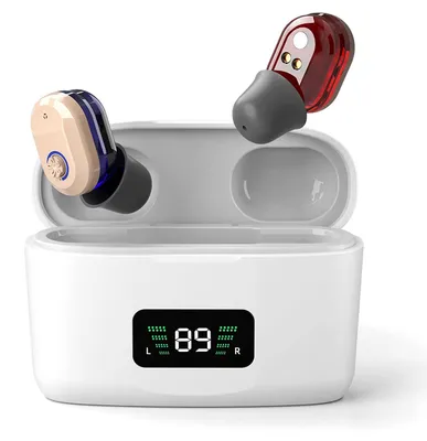 Immagine prodotto di Apparecchio acustico intraauricolare ricaricabile Zimilo, con display LED, riduzione del rumore, regolazione continua del volume e design ergonomico, ideale per anziani