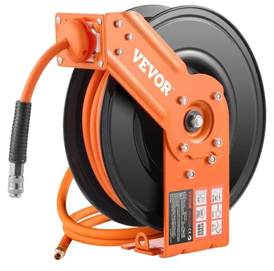 Zdjęcie produktu dla Bęben na wąż sprężonego powietrza VEVOR, 9,52 mm x 15,24 m, 300 PSI Max, bęben z automatycznym zwijaniem i przewodem zasilającym, do montażu sufitowego/ściennego