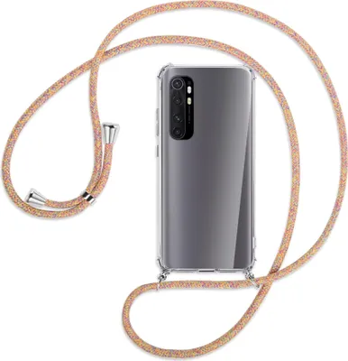 Produktbild von Handykette Backcover-Schutzhülle mit Band (Metall silberfarben) für Xiaomi Mi Note 10 Lite - Rainbow