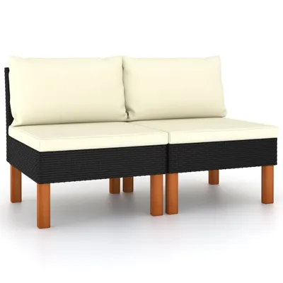 Immagine prodotto di Divano centrale 2 pezzi. Poly rattan e legno massiccio di eucalipto