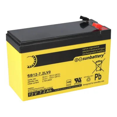 Produktbild von SUN Battery SB12-7.2LV0 AGM Akku 12V 7,2Ah Blei-Akku mit VDS