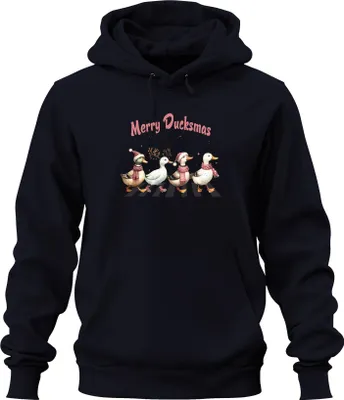 Obrázok produktu pre Merry Ducksmas Duck Lovers Ducks - Christmas Xmas Christmas Uni mikina s kapucňou, Navy, XL