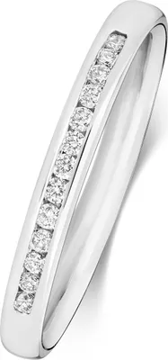 Produktbild von 18 Karat (750) Weißgold Halb Eternity Diamant Trauring/Ehering/Hochzeitsring Brillant-Schliff 0.14 Karat G - SI1, 53 (16.9); TRS1879418KWRSM