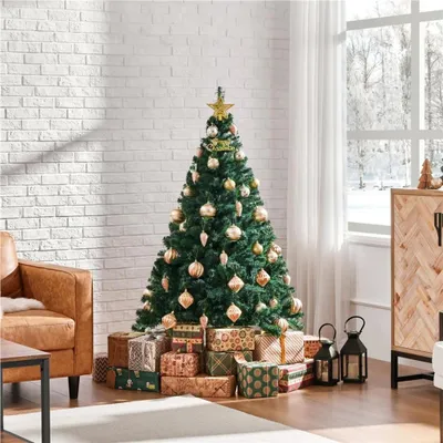 Immagine prodotto di Yaheetech Albero di Natale artificiale da 154 cm con 398 punte e supporto in metallo pieghevole, abete artificiale per Natale, verde