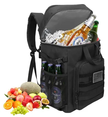 Image de Sac à dos isotherme 43L, sac de pique-nique isolé, glacière souple, grand sac à dos, couleur noire