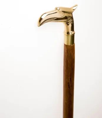 Produktbild von Spazierstock Holz Wanderstock Flanierstock Adler Griff Goldfarben