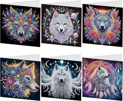 Imagen del producto de Juego de 6 tarjetas para pintura con diamantes, para diversas ocasiones, con sobres, kit de manualidades para hacer tú mismo