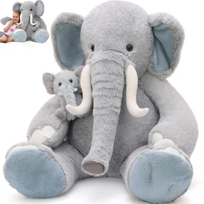 Image de Éléphant en peluche - XXL - 100 cm - Gris - Peluche douce - Cadeau pour enfant