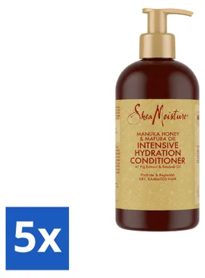 Image de 5 x Après-shampoing hydratant intensif SheaMoisture - Miel de Manuka et huile de Mafura - 384 ml - Pack avantage - 5 pièces