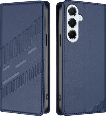 Produktbild von Hülle für Samsung Galaxy A56 5G, Kunstleder Brieftaschen Handyhülle mit Kartenfach und Standfunktion Blau