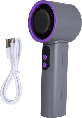 Immagine prodotto di Ventilatore portatile Ice Compress con cuscinetto rinfrescante, mini-raffreddatore portatile, ricaricabile e silenzioso, grigio, viola