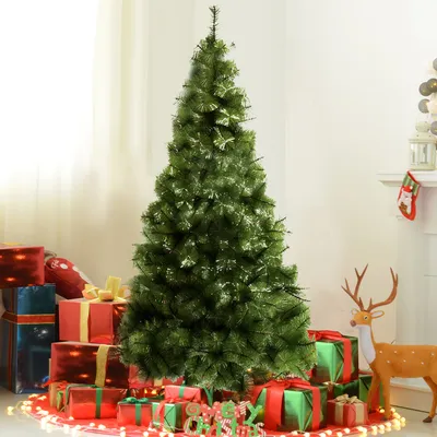 Produktbild von HOMCOM Künstlicher Weihnachtsbaum 2,1 m Christbaum Tannenbaum 505 Äste Dichte Zweige einfacher Aufbau Authentischer Christbaum mit Metallständer PET Metall Grün  Ø90 x 210 cm