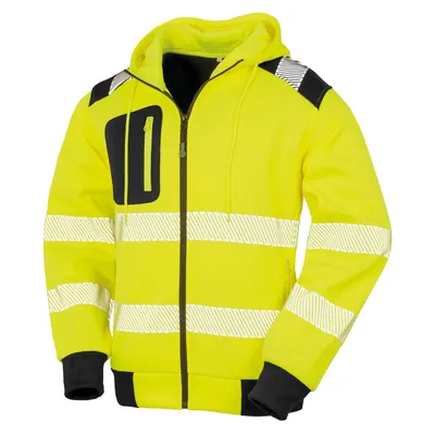 Productafbeelding van Result Genuine Recycled - "Robuuste veiligheid" hoodie met rits voor heren, model BC4845 (maat L), neongeel