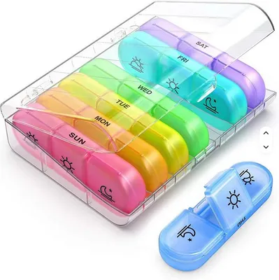 Produktbild von Tablettenbox 7 Tage Pillendose klein für unterwegs Medikamentenbox mit 7 Fächern Tabletten Organizer Pillenbox Wochenbox für Medikamente