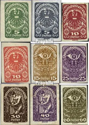 Produktbild von Briefmarken Österreich 1919 Mi 275-283 (kompl.Ausg.) mit Falz Freimarken