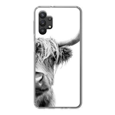 Produktbild von MuchoWow® Handyhülle Schutzhülle Hülle für Samsung Galaxy A32 5G Schottischer Highlander - Tiere - Schwarz - Weiß Silikon Softcase Handy Hülle - Softcase