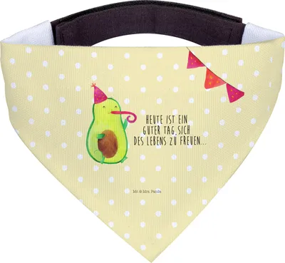 Produktbild von Mr. & Mrs. Panda Hunde-Halstuch Avocado Party - Gelb Pastell - Geschenk, Hund Halstuch, Geburtstag, Happy Birthday, Hunde, Für