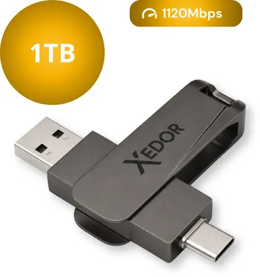 Produktbild von Xedor Base - USB-Stick - 1 TB - 1120 Mbit/s - USB-C und USB-A - iPhone und Android - Dunkelgrau