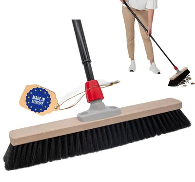 Produktbild von Novaliv Saalbesen 50 cm mit Teleskopstiel Borsten Kunstborsten besen fein mit Stiel Werkstattbesen Hallenbesen Industriebesen Hausbesen Kehrbesen Zimmerbesen Haarbesen Terassenbesen Besen weich