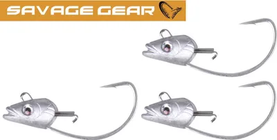 Produktbild von Savage Gear Sandeel Weedless Jighaken - 3 Jigköpfe, Größe:10g / Gr. 1/0