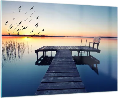 Produktbild von Bilder auf glas - See Brücke - 100x70cm - Glasbilder - Wandbilder - Bilder - Kunstdruck - zum Aufhängen bereit - Wanddekoration aus Glas - Glas Bilder - Wandbild auf Glas - Einteilig - GAA100x70-3698