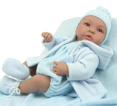 Produktbild von Asi Babypuppe Leo 36cm - blaue Dufflecoat Puppenspielzeug