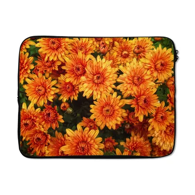 Produktbild von MuchoWow® Laptop Hülle 15 Zoll Blumen - Orange - Chrysantheme Laptoptasche - Laptoptasche - Sleeve - Rundum-Schutz