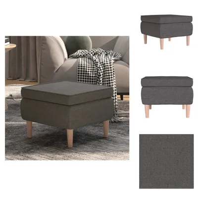 Produktbild von vidaXL Hocker mit Holzbeinen Dunkelgrau Stoff -  Klappstühle & Hocker