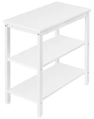 Produktbild von Beistelltisch Nachttisch mit 3 Ablagen Sofatisch Industriestil Weiß 60 x 30 x 61 cm