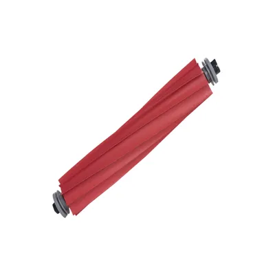 A red roller brush with gray end caps, isolated on a white background.