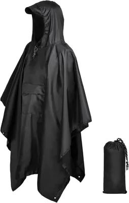 Productafbeelding van Regenponcho voor volwassenen, waterdichte regenjas, herbruikbare noodponcho voor mannen en vrouwen, met capuchon, voor wandelen, kamperen