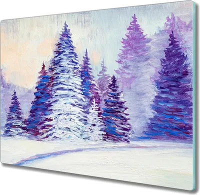 Produktbild von Coloray Schneidebrett Herdabdeckplatte 60x52 cm Kochplattenabdeckung Hackbrett Küchenbrett - Winter Schnee Wald