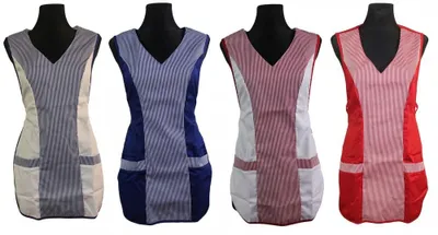 Produktbild von Chasuble Kasack Überwurf Schürze versch. Farben zum Knöpfen oder Binden, Größe:L, Farbe:weiß/blau z. Knöpfen