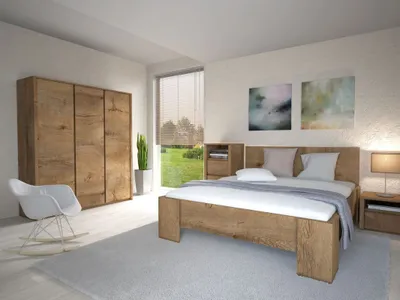 Produktbild von Schlafzimmer Komplett - Set B Selun, 4-teilig, Farbe: Eiche Dunkelbraun