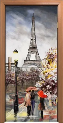 Produktbild von Türposter 90x200 cm Türaufkleber Türtapete Türfolie Klebefolie Gemälde Straßenansicht von Paris