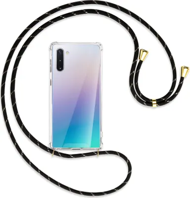 Produktbild von Handykette Backcover-Schutzhülle mit Band (Metall goldfarben) für Samsung Galaxy Note 10 (N970) - schwarz/gold